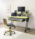CoSoTower Suitor Music Recording Studio Desk,Suitor Computer Desk, Yellow & Black
