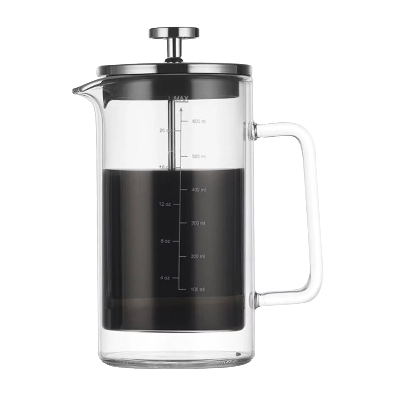 Aibecy 20oz Double Walled French Coffee Maker Heat Resistant Borosilicate Glass Coffee Pot with High-Density Stainless Steel Filter