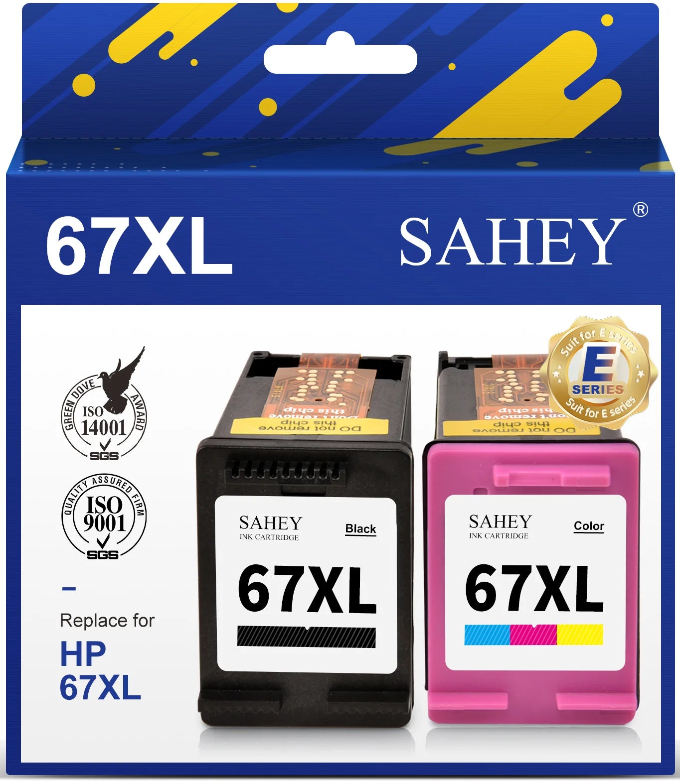 67XL Ink for HP 67 Ink Cartridge for HP Ink 67 for HP DeskJet 2700 2700e 2752 2752e 2755 2755e Envy 6000 6055 6055e Printers (Black, Tri-color)