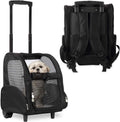 KOPEKS Deluxe Backpack Pet Travel Carrier with Wheels - Heather Gray - Approved by Most Airlines - Large