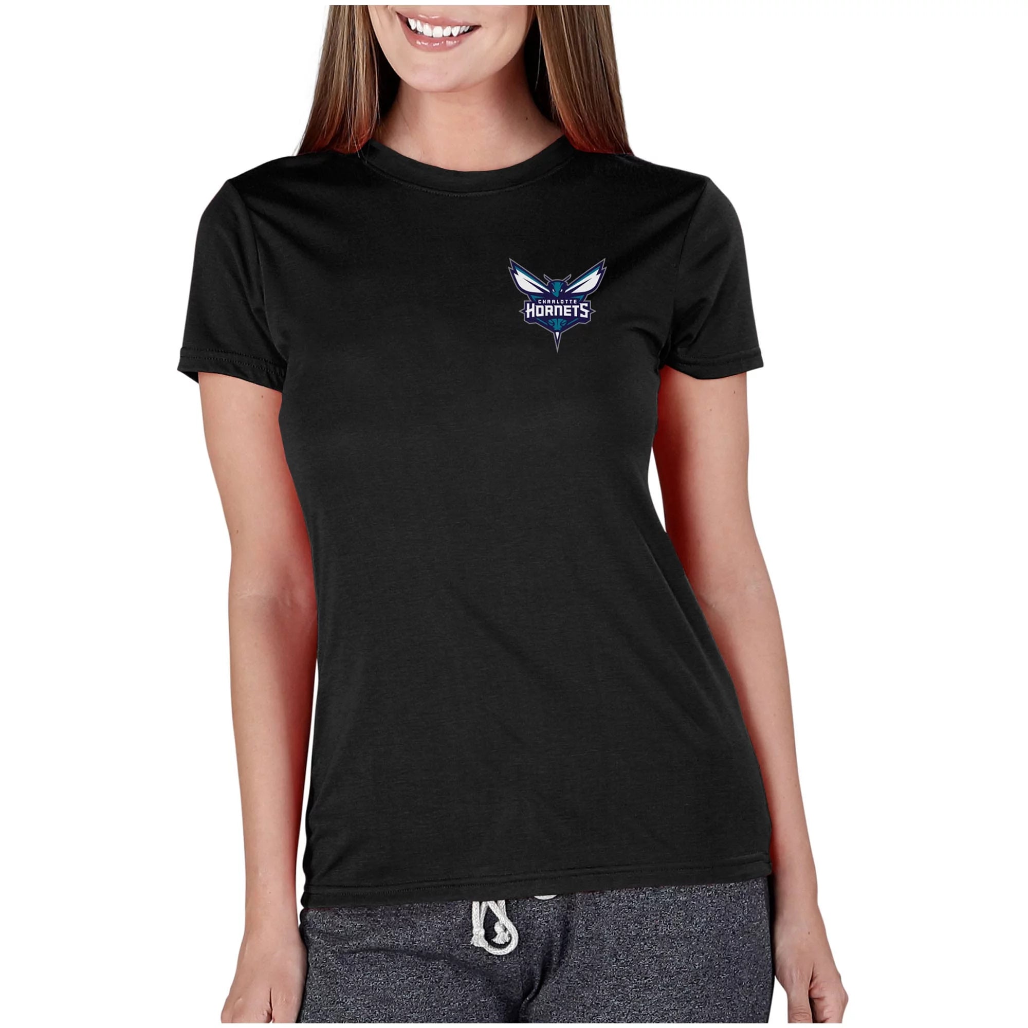 Women's Concepts Sport Black Charlotte Hornets Marathon Knit T-Shirt