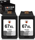COCCINK 67XL Ink Cartridge Replacement for HP Ink 67 XL Black for DeskJet 2700 2723 2752 2755e 4133 4152 4155e Envy
