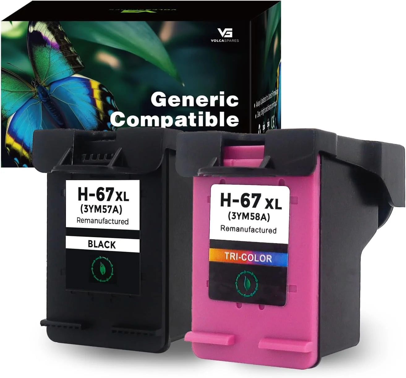67XL Ink Cartridge Replacement for HP 67 XL Compatible with DeskJet 1255, 2700, 2700e, 2755e, 2755, 4100, 4155e, 4155,