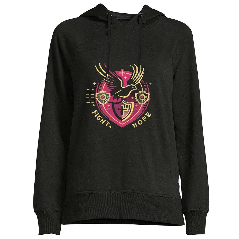 COMIO Hoodie Dress for Women Faith Fight Hope Volleyball Pink Ribbon Black