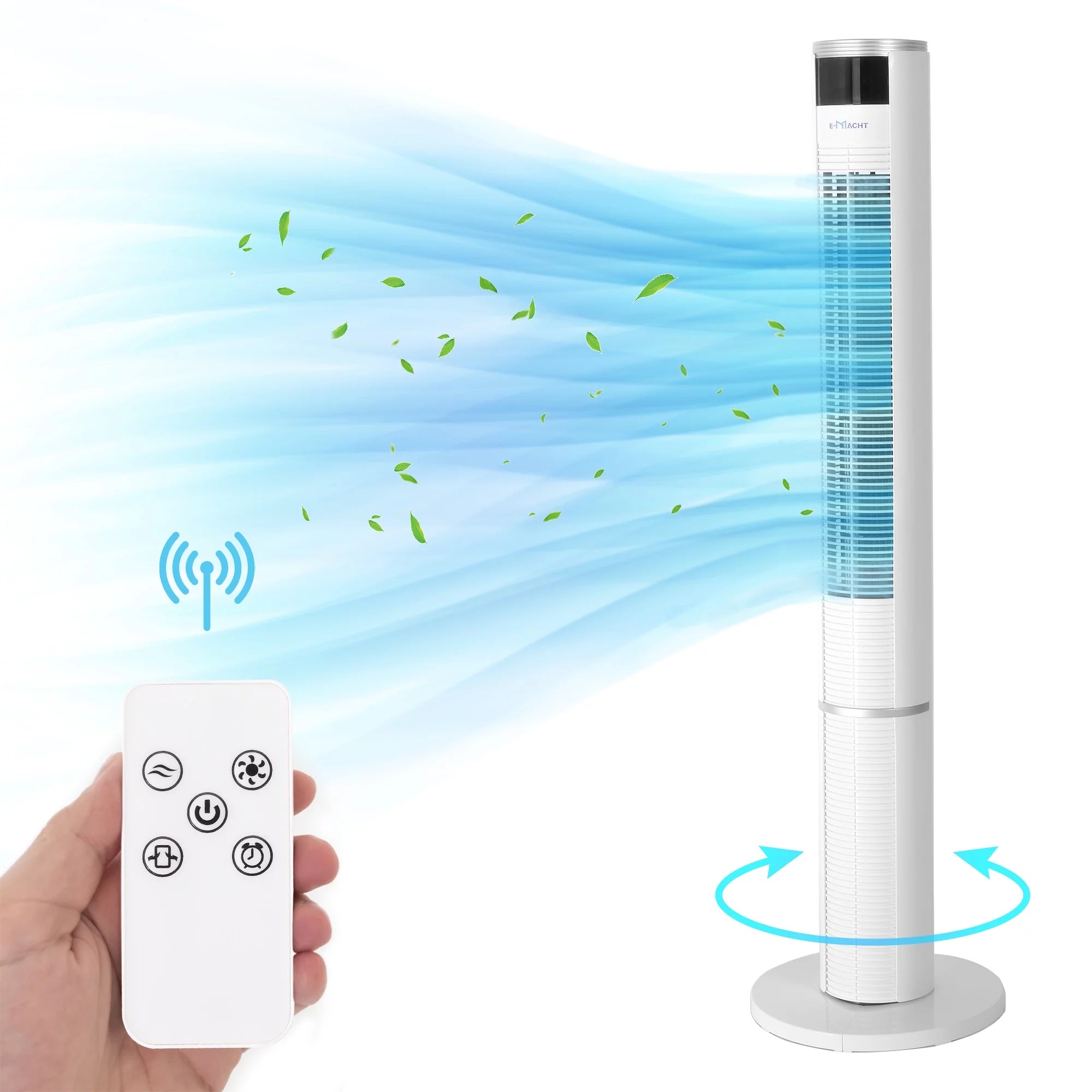 43-inch Tower Fan for Home Room Office, 80¡ã Oscillating Cooling Fan with 3 Speeds & 3 Modes, Bladeless Floor Standing Fans with 7H Timer|Remote Control|LED Display