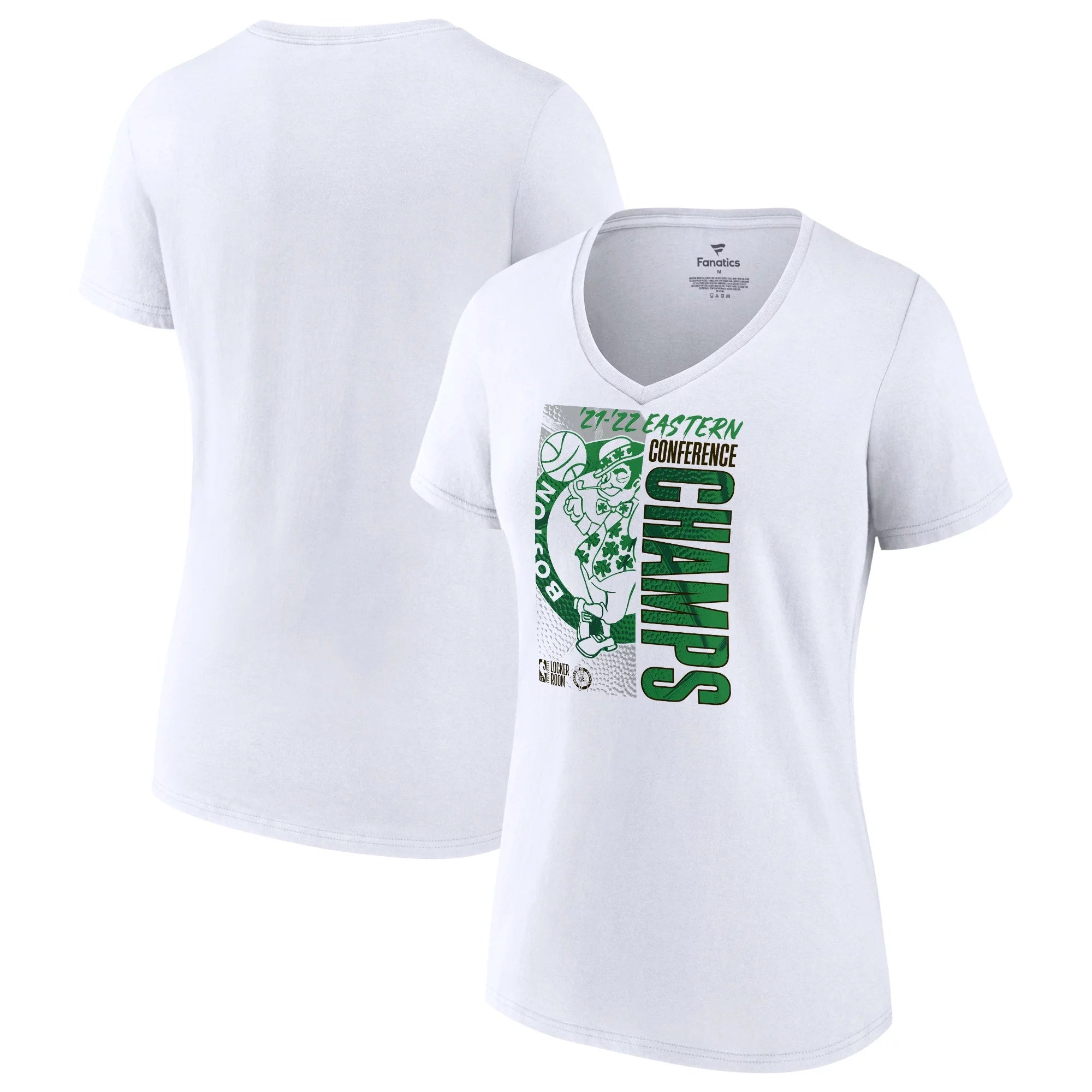 Women's Fanatics Branded White Boston Celtics 2022 Eastern Conference Champions Plus Size Locker Room V-Neck T-Shirt