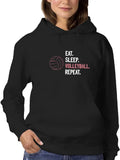 Eat. Sleep. Volleyball. Hoodie Women -Smartprints Designs, Female Large