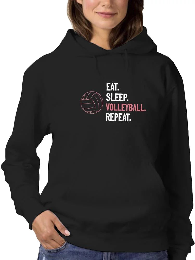 Eat. Sleep. Volleyball. Hoodie Women -Smartprints Designs, Female Large