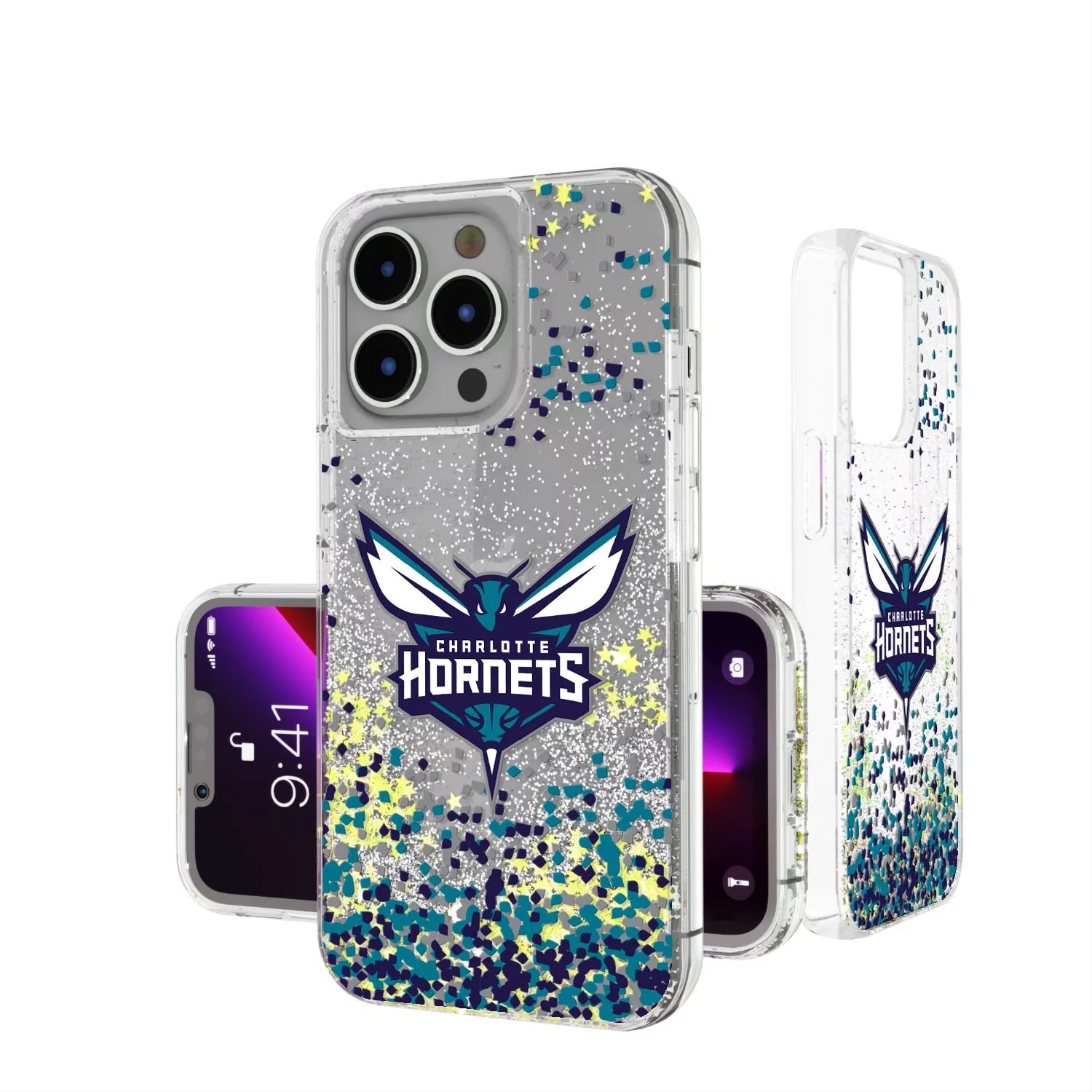 Charlotte Hornets iPhone Glitter Case with Confetti Design
