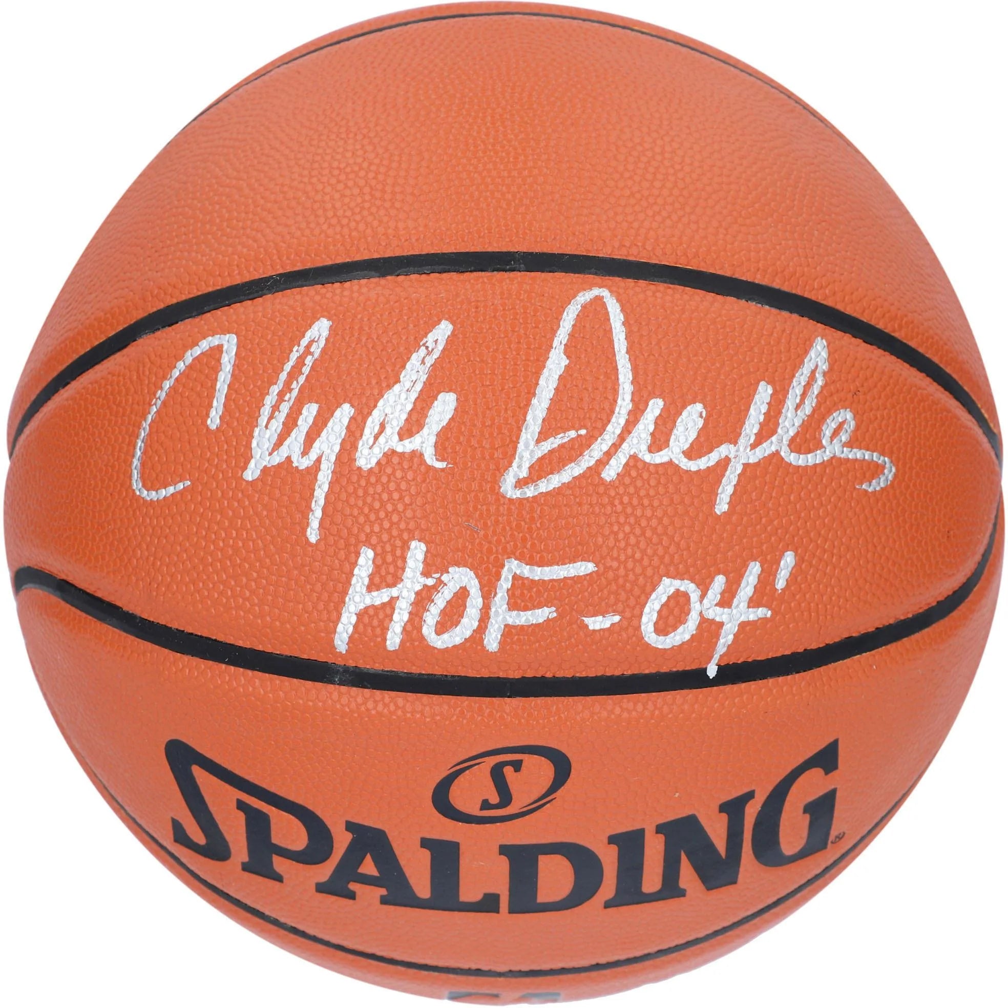 Clyde Drexler Houston Rockets Autographed Spalding Indoor Outdoor Basketball with HOF 04 Inscription - Fanatics Authentic Certified