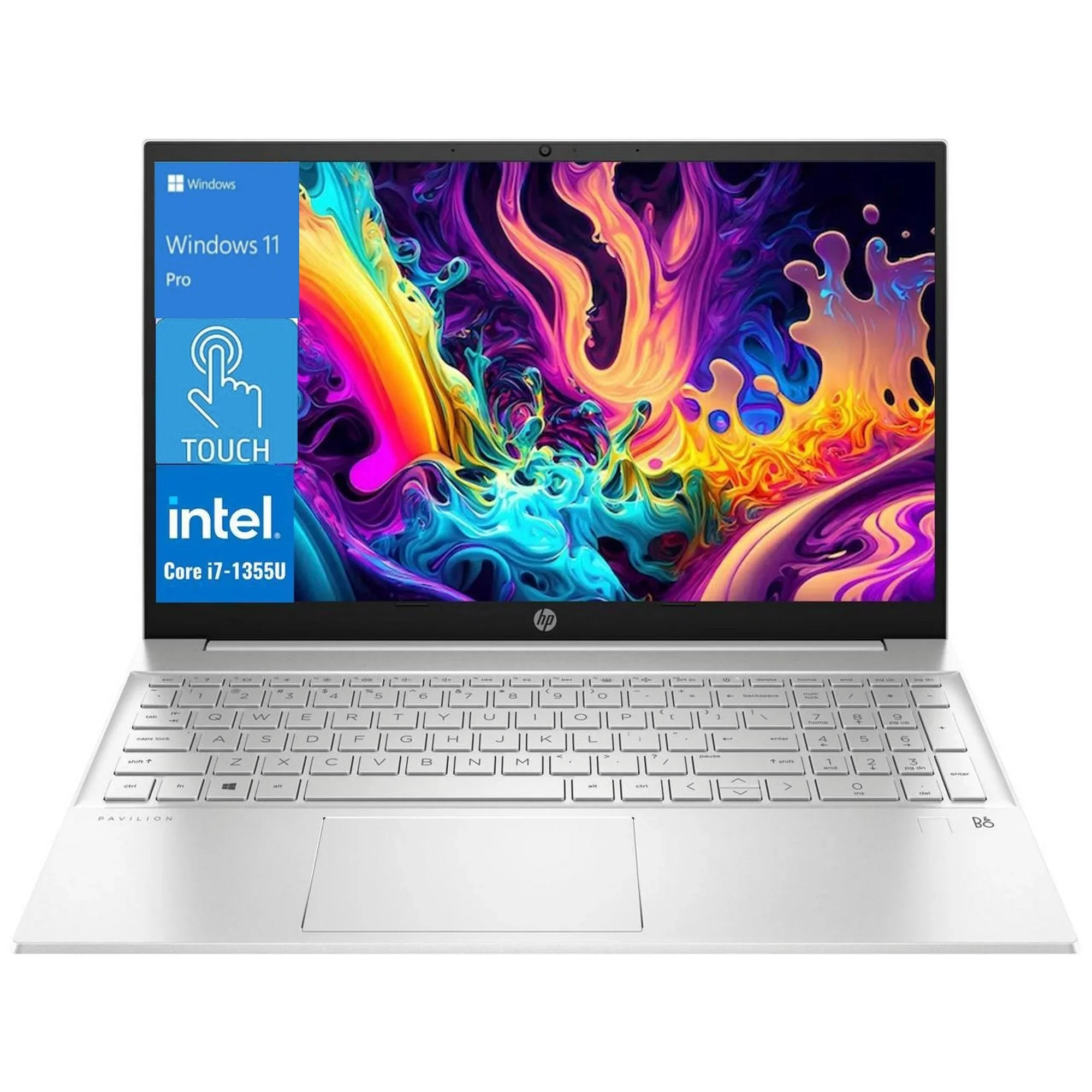 New HP Pavilion 15.6 FHD IPS Touchscreen Laptop, Intel Core i7-1355U up to 5.0GHz, 32GB DDR4 RAM, 1TB SSD,Backlit Keyboard ,Webcam, HDMI,Wifi 6,Bluetooth,Windows 11 Pro,Silver