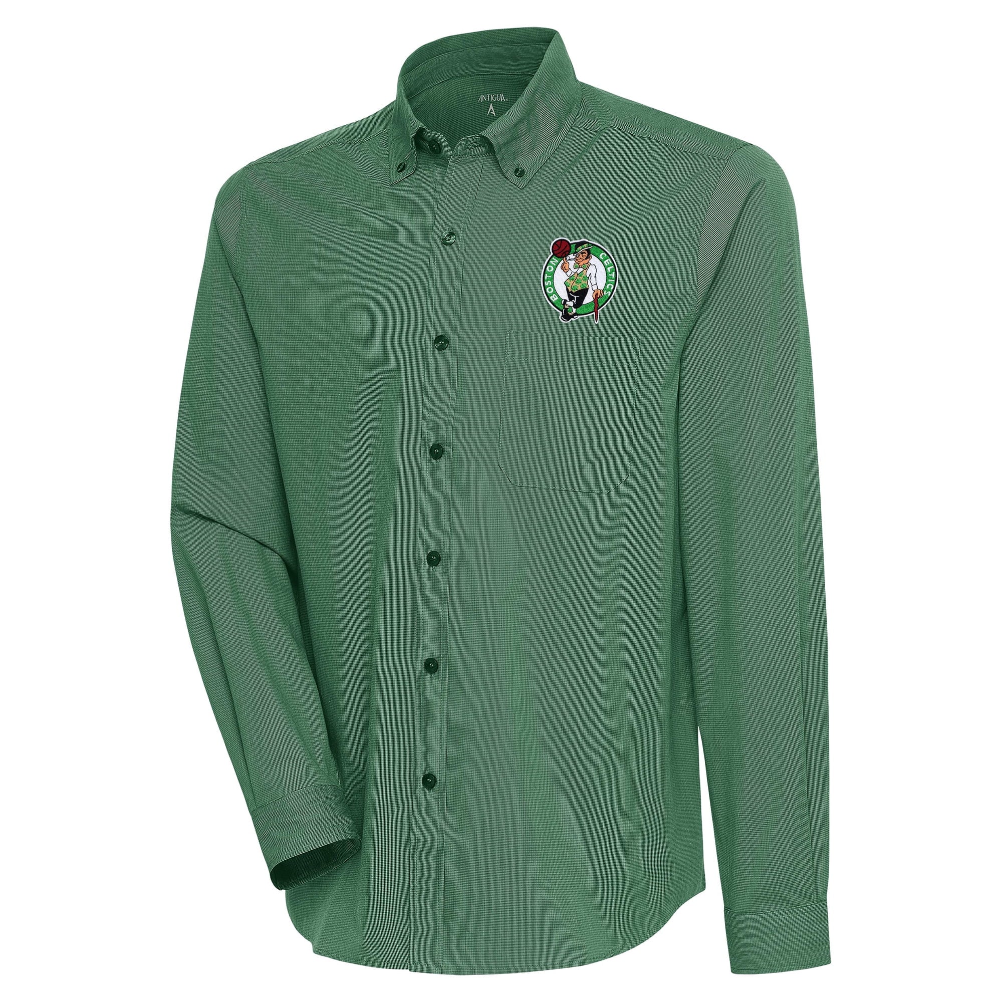 Men's Antigua  Kelly Green Boston Celtics Compression Button-Down Shirt
