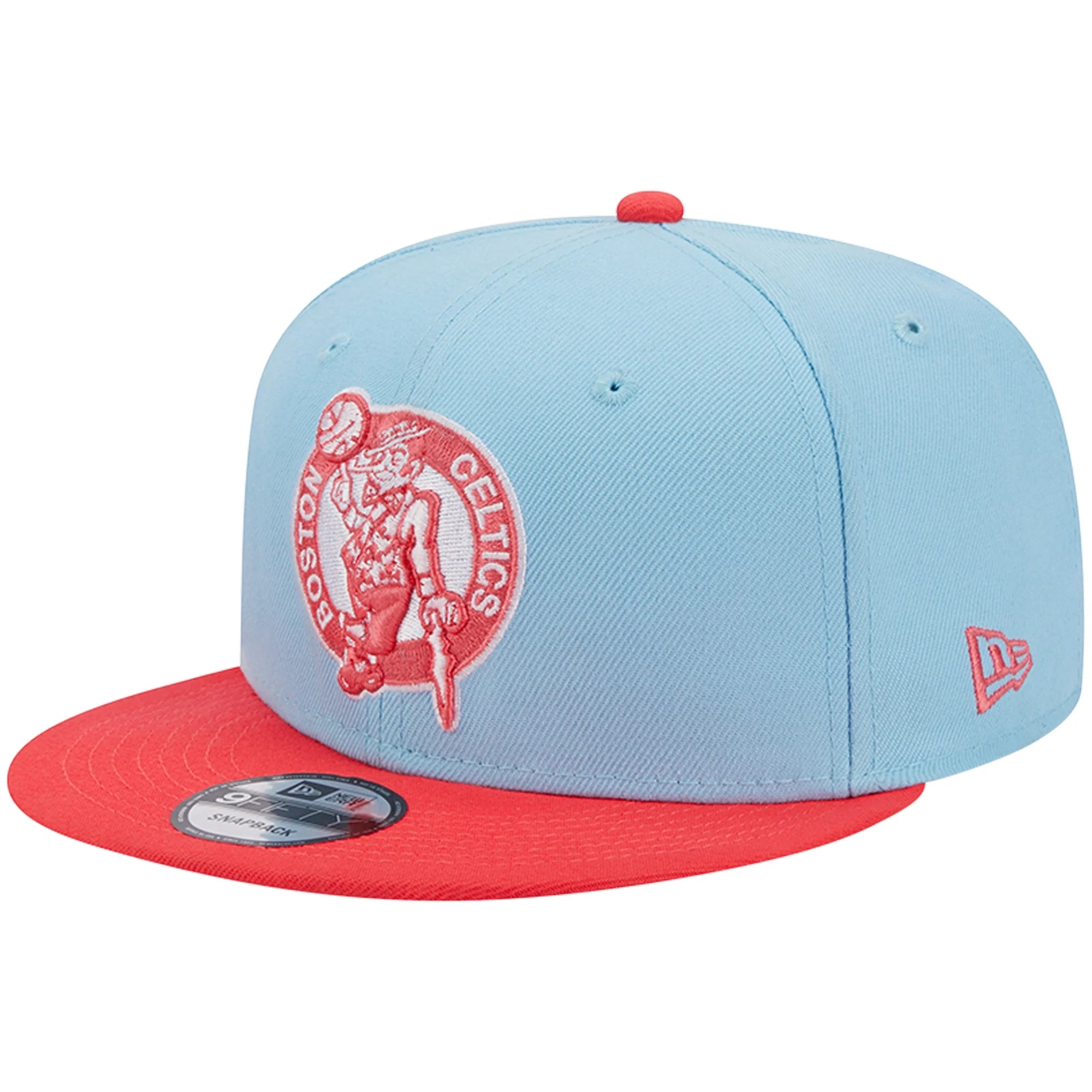 Men's New Era Powder Blue/Red Boston Celtics 2-Tone Color Pack 9FIFTY Snapback Hat - OSFA