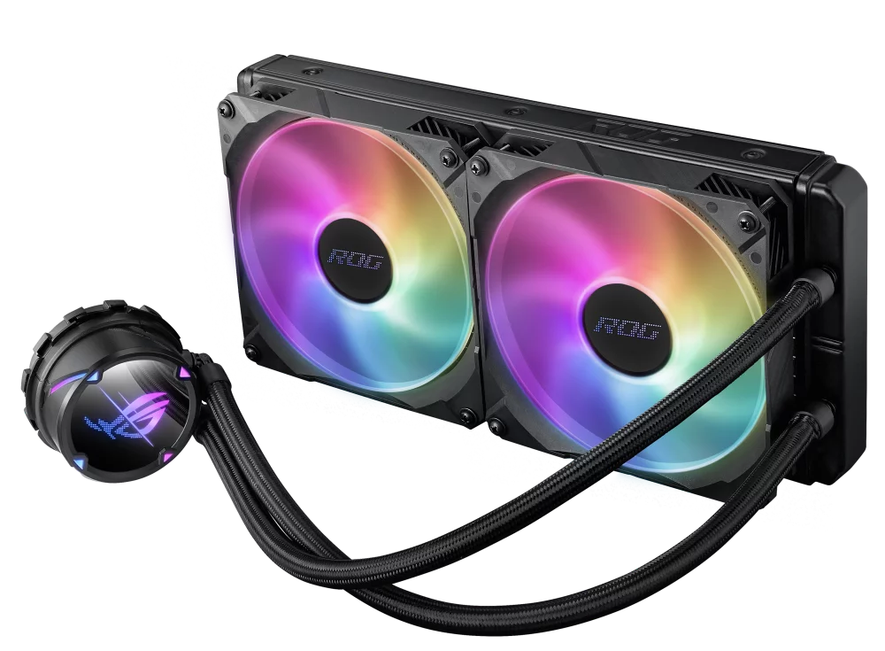 ASUS ROG Strix LC II 280 ARGB all-in-one liquid CPU cooler(AIO) with Aura Sync, AMD AM4/TR4, and Intel LGA 1150/1151/1155/1156/1200/2066 support, dual ROG 140 mm addressable RGB radiator fans