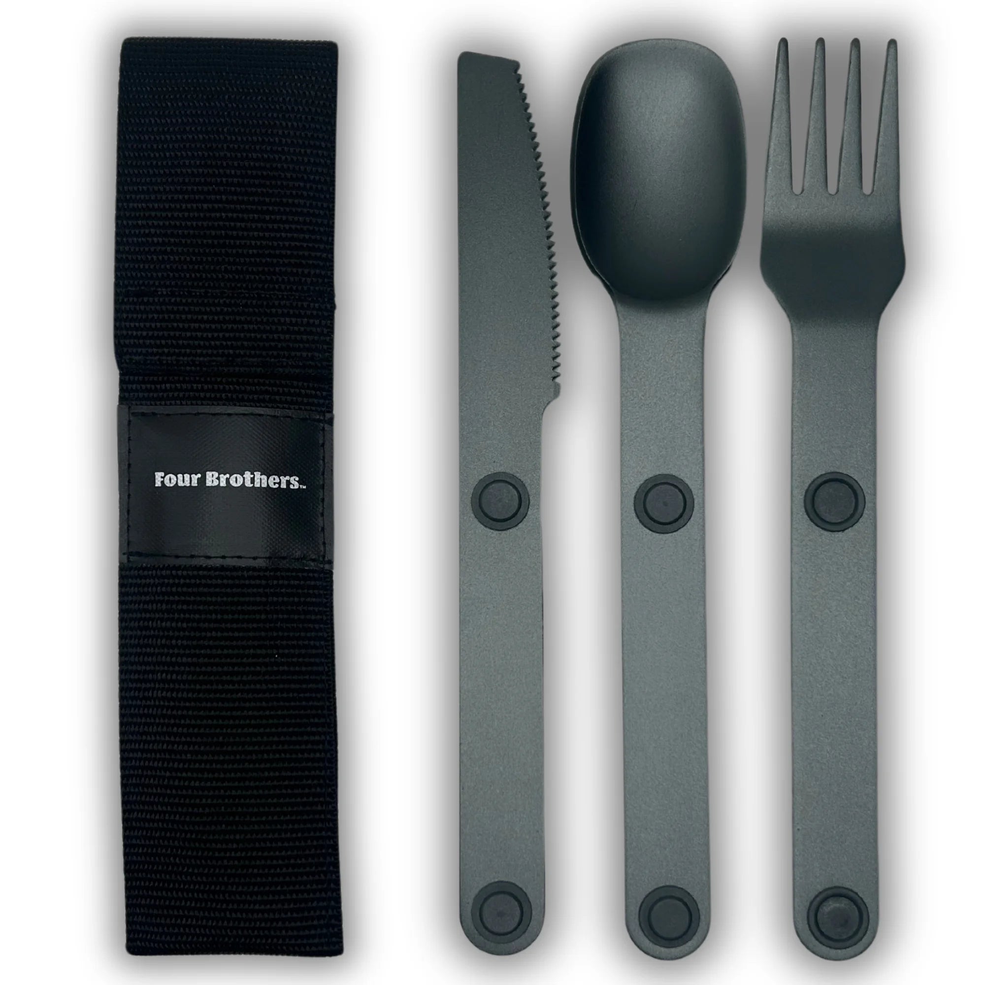 Magnetic Utensils Set - Compact & Sustainable Metal Flatware with Case for Outdoor, Travel, Home & Kid-Friendly Meals | Utensil Set | Knife, Fork & Spoon-Steel Gray