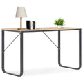 Dcenta Computer Desk Engineered Wood Tabletop Metal Frame Writing Desk Laptop Workstation Gaming Table Home Office Furniture Black and Oak 47.2 x 23.6 x 28.7 Inches (W x D x H)