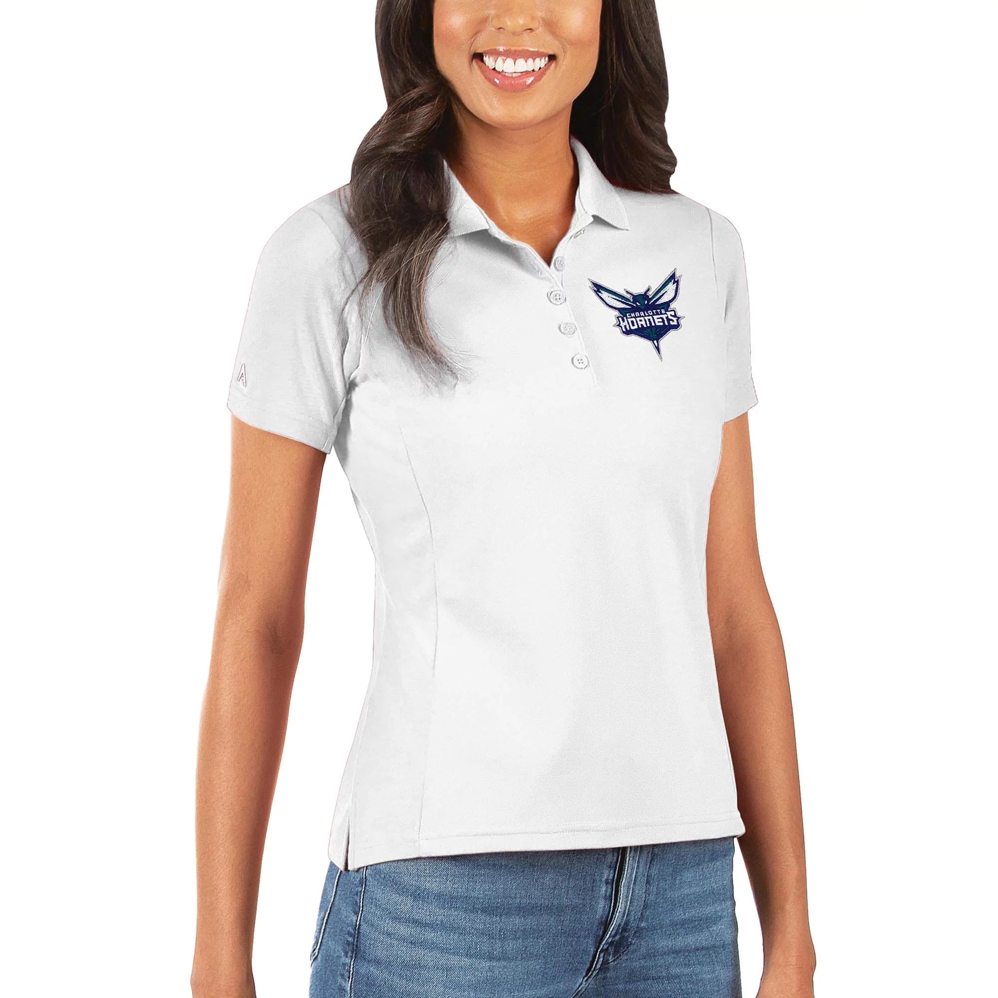 Women's Antigua White Charlotte Hornets Legacy Pique Polo