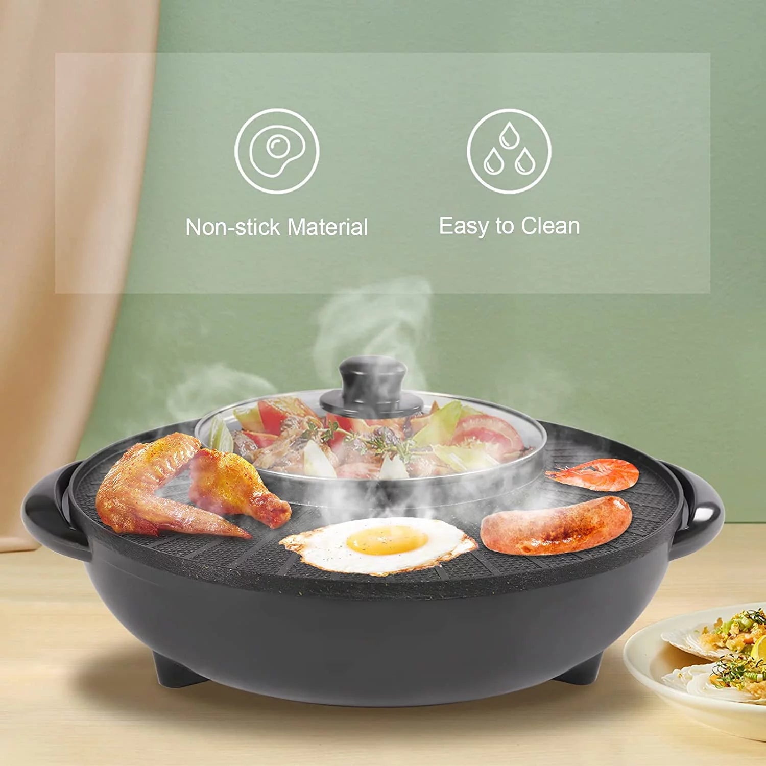 TFCFL Circular Edition Hotpot Grill Combo Indoor BBQ Barbecue Shops Electric Hot Pot