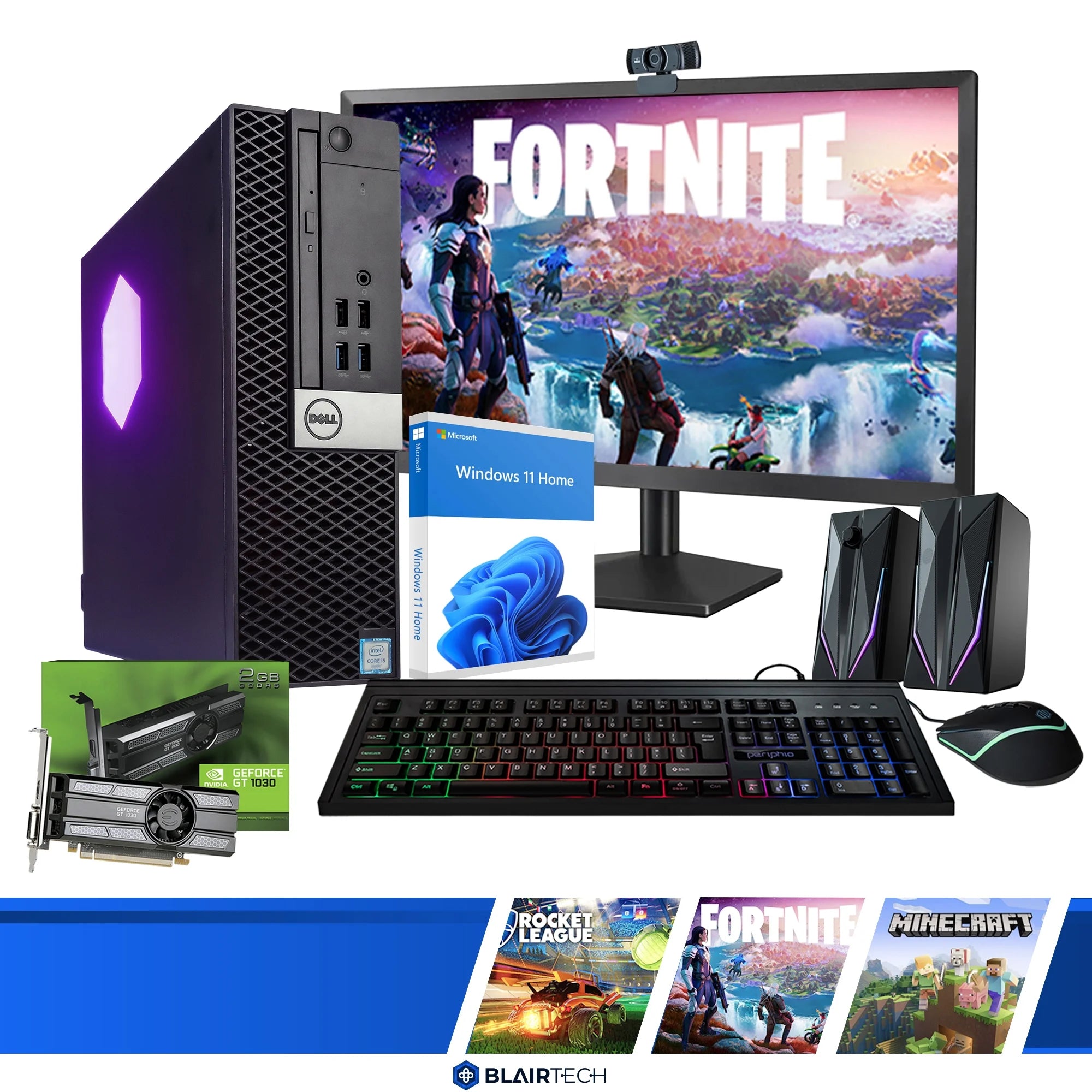 Restored Dell OptiPlex Gaming Bundle | Custom RGB | NVIDIA GeForce 1030 | Intel Core i7 | 16GB RAM | 1TB SSD | NEW 24 1080P Monitor | Wi-Fi + Bluetooth | Webcam | RGB Speakers | Windows 11