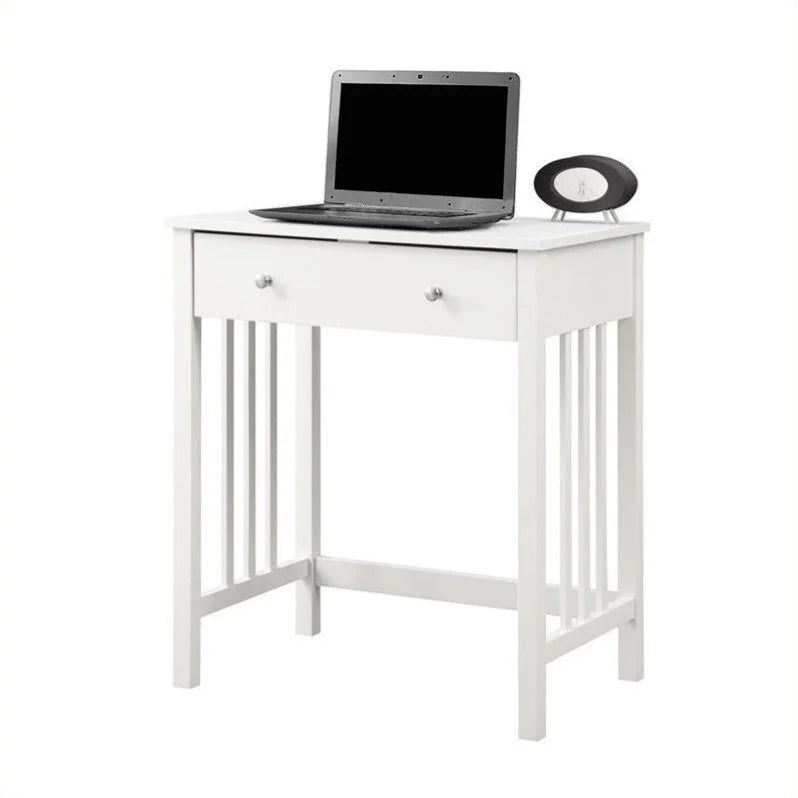 Pemberly Row Contemporary 26 Mission Desk in White Wood Finish