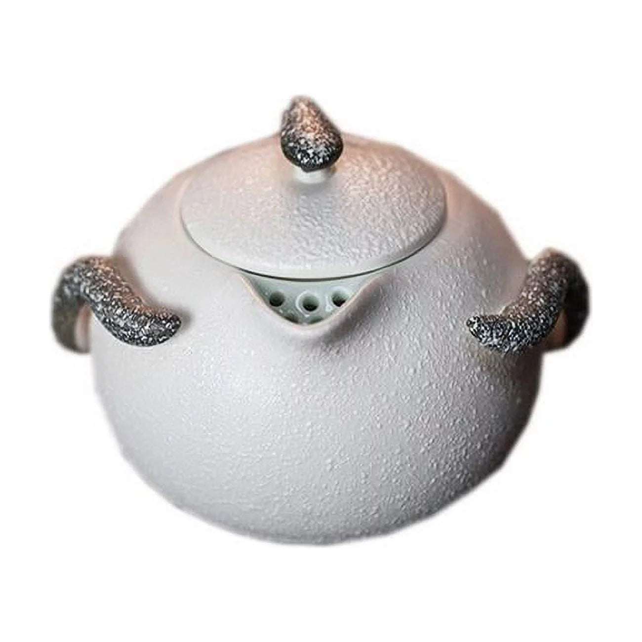 Chinese Featured Snow-Shape Ceramic Glaze Teapot Mini Kung-Fu Kettle, White