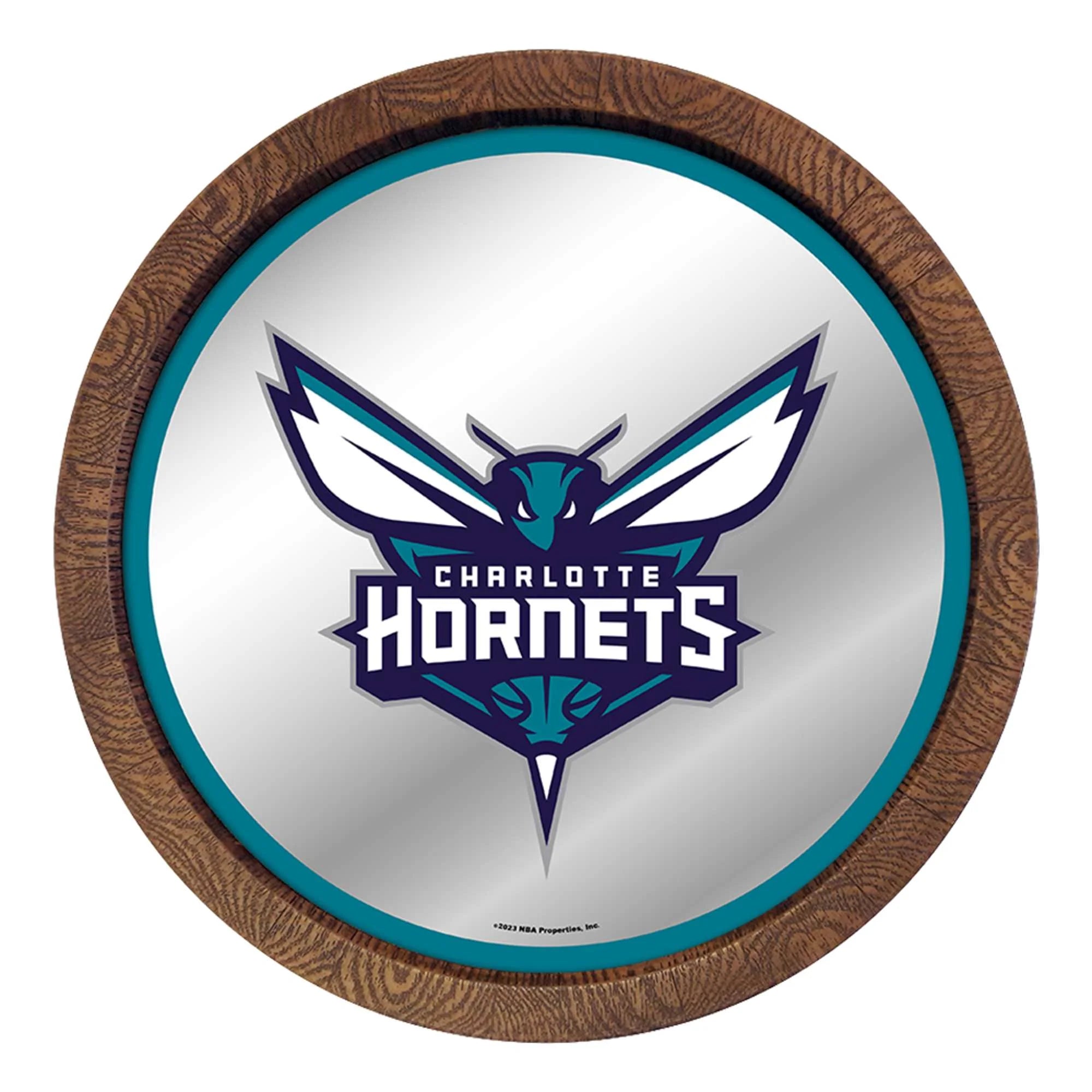 Charlotte Hornets: Faux Barrel Top Mirrored Wall Sign