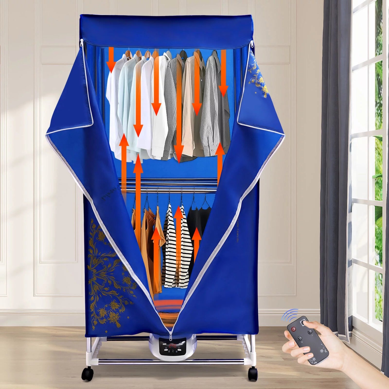 Electric Portable Clothes?Dryer?Travel?Dryer?Machine Clothes Dryer for Apartment Blue