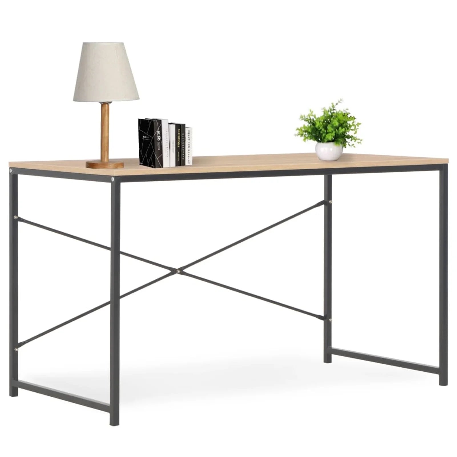 Festnight Computer Desk Black and Oak 47.2x23.6x27.6