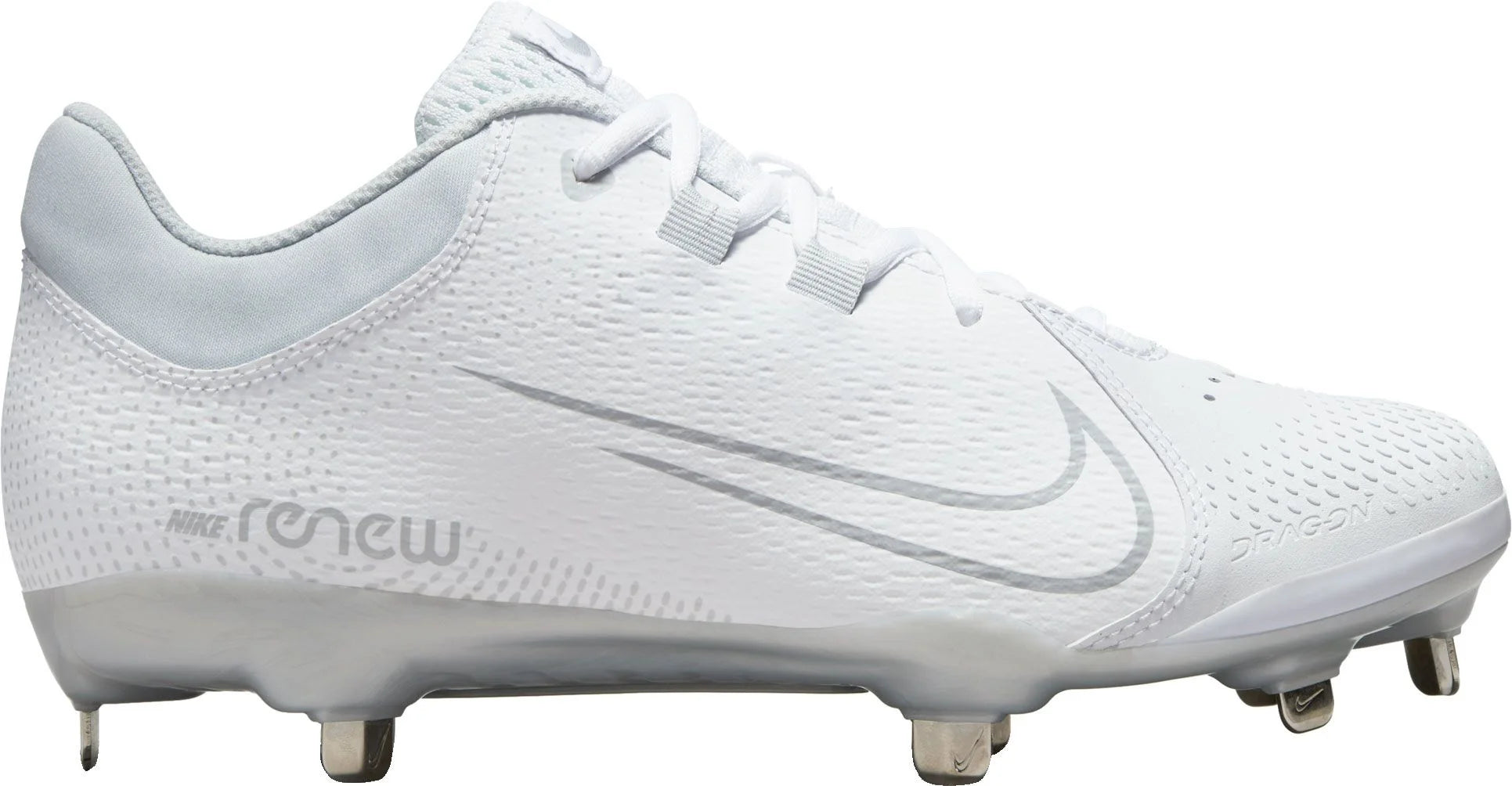 Nike Women's Hyperdiamond 4 Pro Metal Fastpitch Softball Cleats (White/Silver, 7, Medium/B)