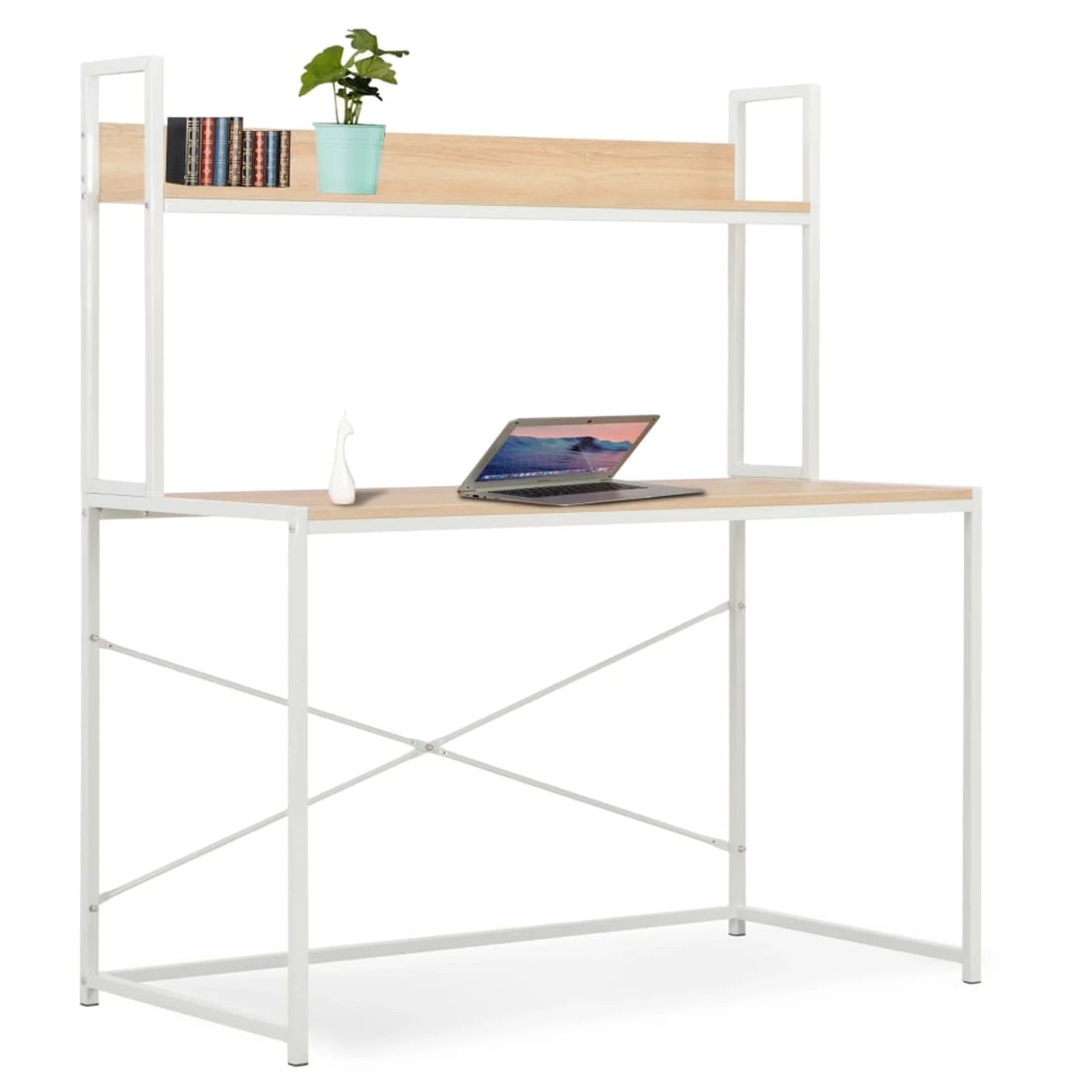 Computer Desk White and Oak 47.2x23.6x54.3