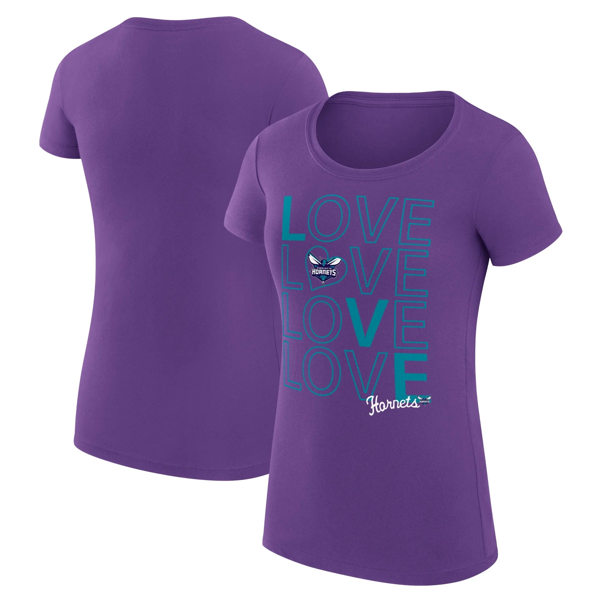 Women's G-III 4Her by Carl Banks Purple Charlotte Hornets Basketball Love Fitted T-Shirt