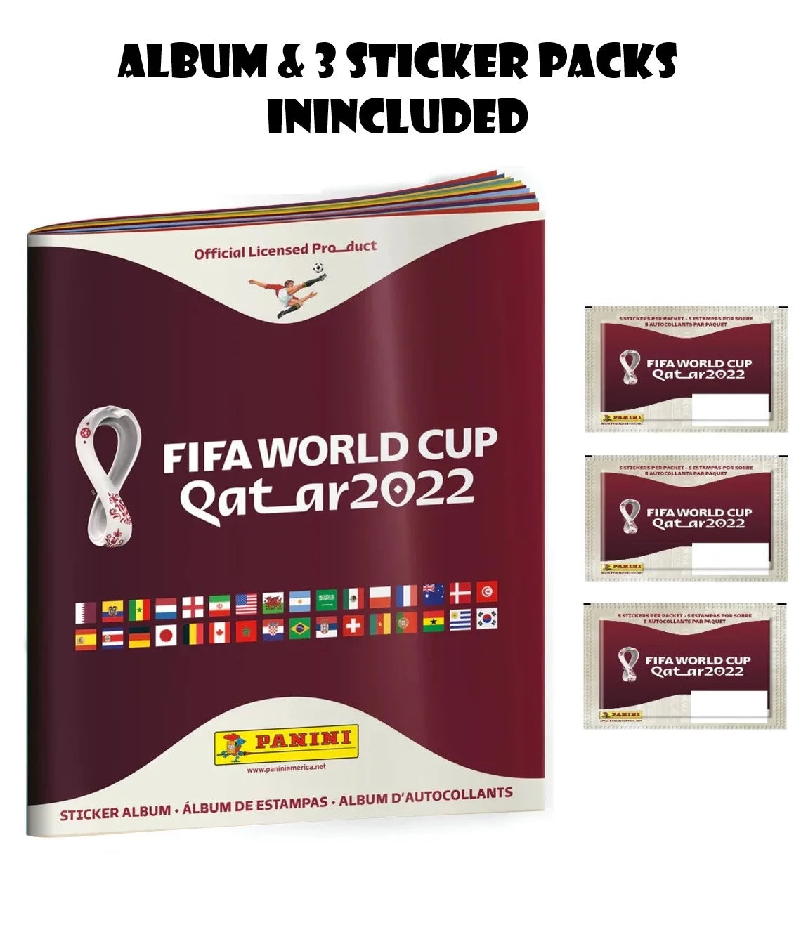 Panini Fifa World Cup Qatar 2022 Album With 3 Sticker Packs Included (Soft Cover)