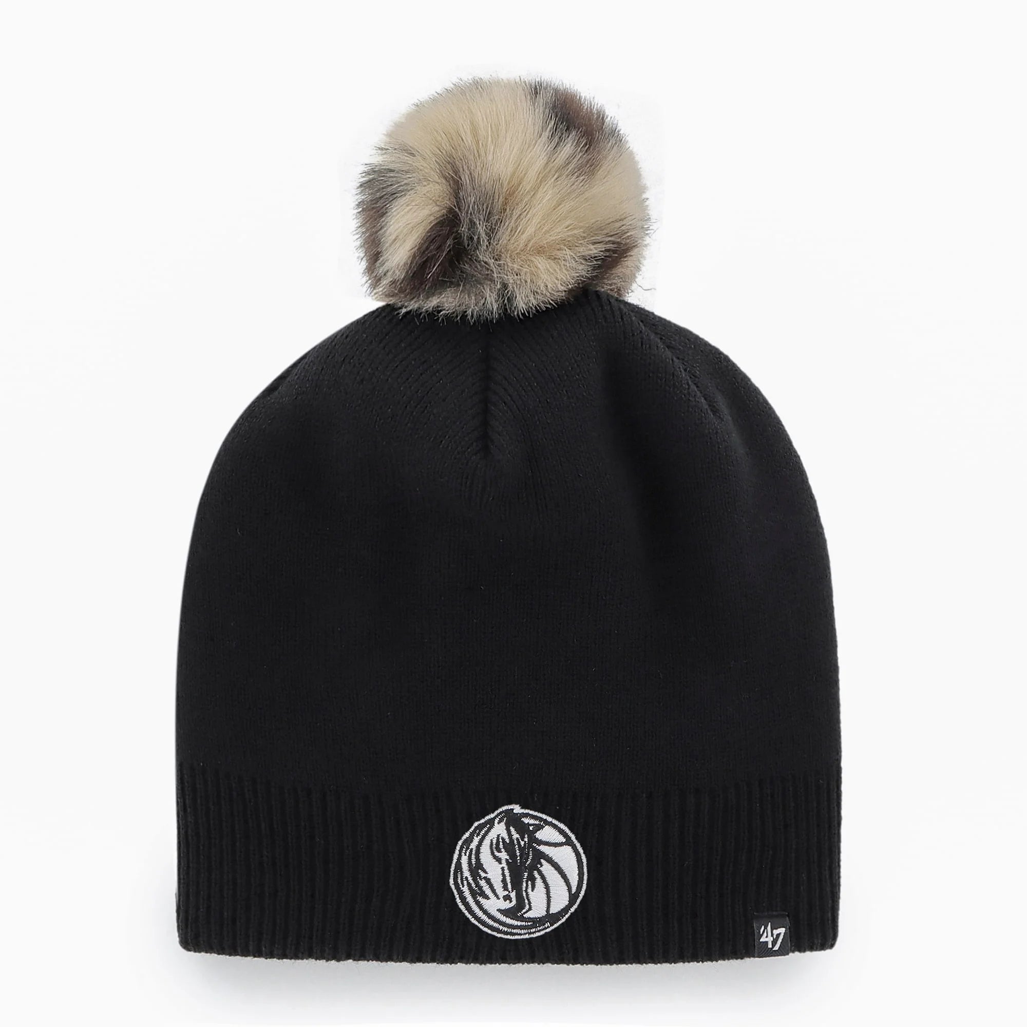 Women's '47 Black Dallas Mavericks Serengeti Knit Beanie with Pom - OSFA