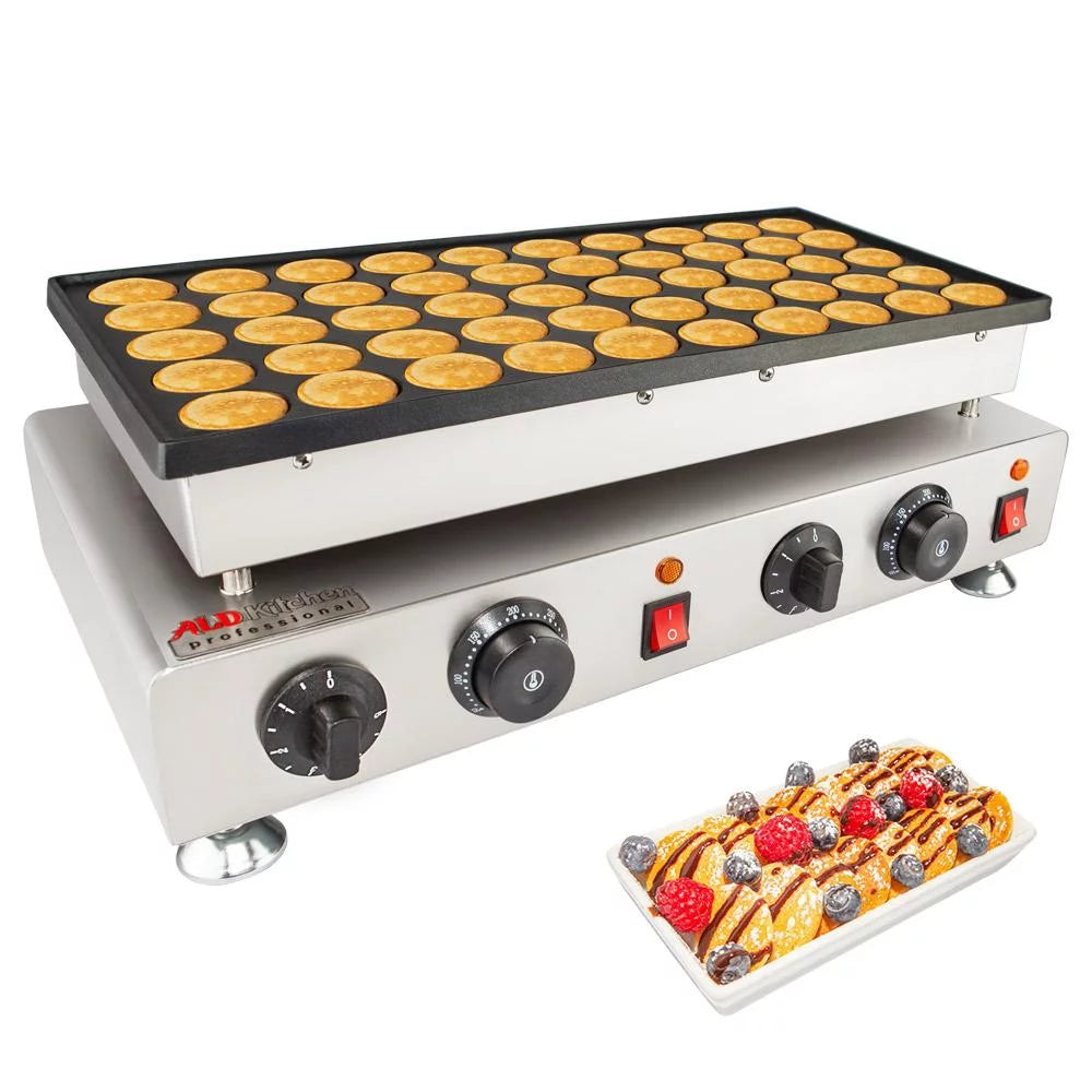 Poffertjes Machine | Mini Dutch Pancakes Maker | Stainless Steel | 50 Round-Shape Poffertjes