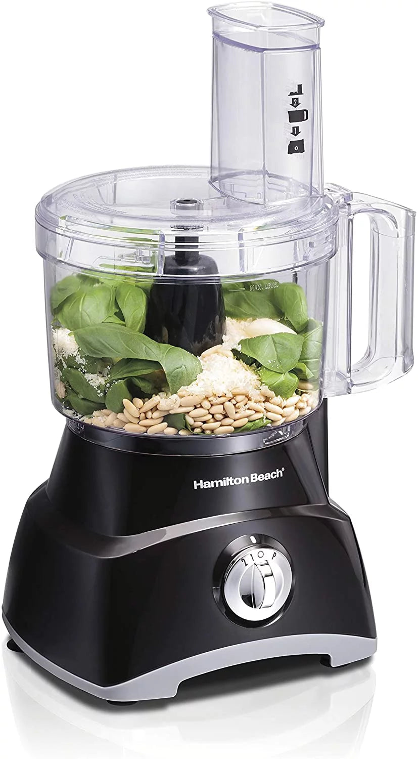 Hamilton Beach 8-Cup Compact Food Processor & Vegetable Chopper for Slicing, Shredding, Mincing, and Puree, 450 Watts, Black (70740)
