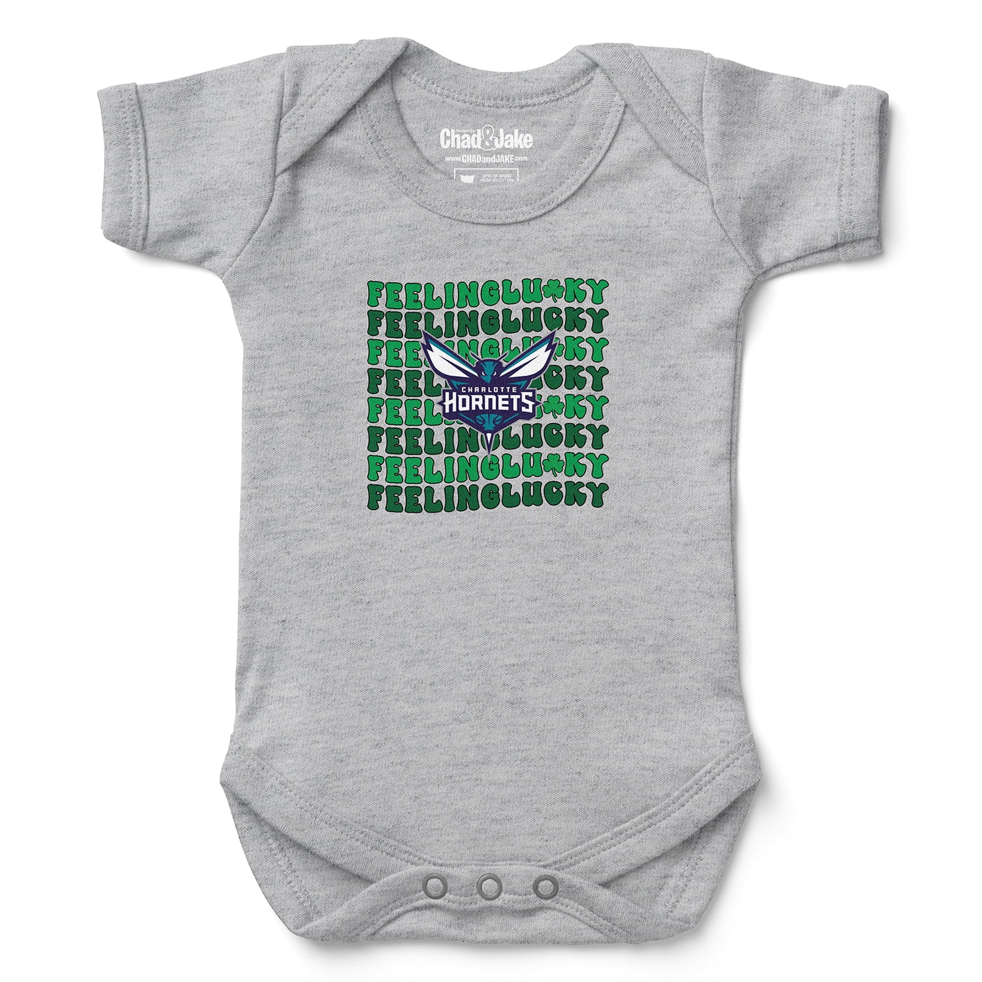Newborn & Infant Chad & Jake Heather Gray Charlotte Hornets St. Patrick's Day Feeling Lucky Bodysuit