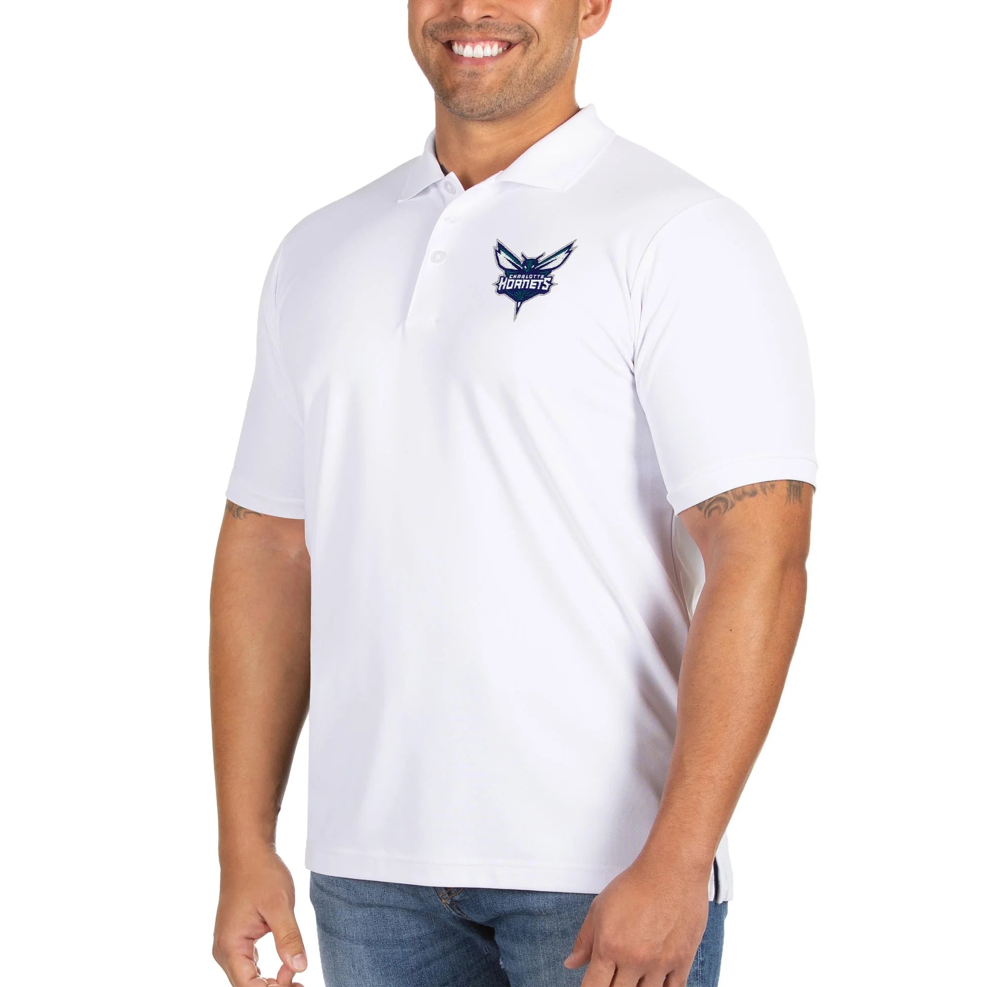 Men's Antigua White Charlotte Hornets Big & Tall Legacy Pique Polo