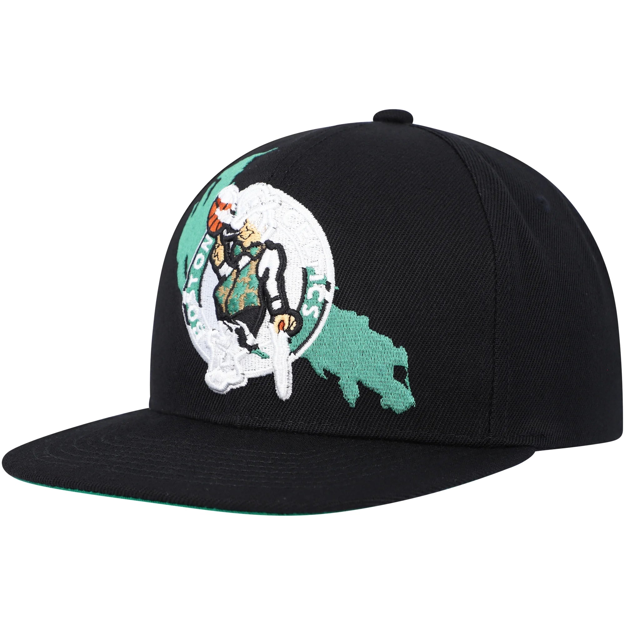 Men's Mitchell & Ness Black Boston Celtics Paint By Numbers Snapback Hat - OSFA