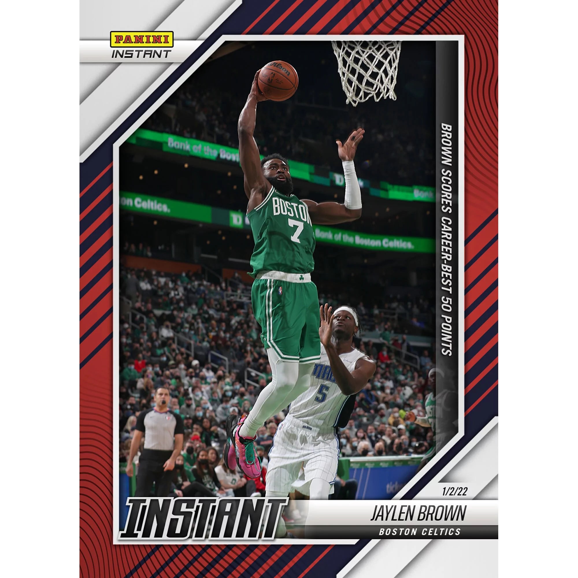 Jaylen Brown Boston Celtics Fanatics Exclusive Parallel Panini Instant Brown Scores a Career-Best 50 Points Single Trading Card - Limited Edition of 99