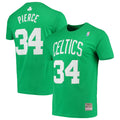 Men's Mitchell & Ness Paul Pierce Kelly Green Boston Celtics Hardwood Classics Player Name & Number T-Shirt