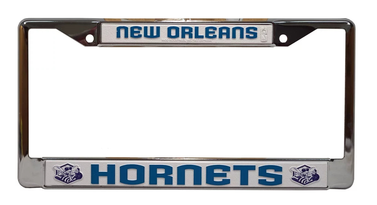 New Orleans NBA Hornets Vintage Old School NBA Chrome Metal License Plate Frame