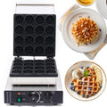 Commercial Nonstick Electric 16pcs Mini Round Waffle Maker Iron Machine Stainless Steel Mini Round Waffle Maker Machine Waffle Maker Machine Precise Timer Temperature Durable Non-Stick Teflon Coating
