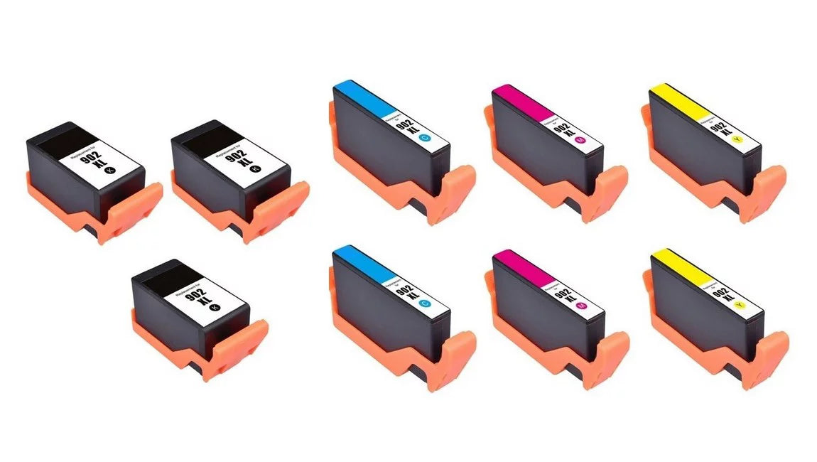 PrinterDash Replacement for OfficeJet Pro 6950/6951/6954/6958/6960/6962/6970/6974/6975/6978/6979 High Yield Inkjet Combo Pack (3-BK/2-C/M/Y) (NO. 902XL) (T6L93B2CMY)