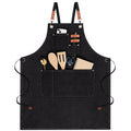 AOWOO Chef Apron for Men Women, Cotton Canvas Cross Back Apron with Pockets for Kitchen Cooking Baking Artist Painting, Adjustable Strap and Large Pockets Apron