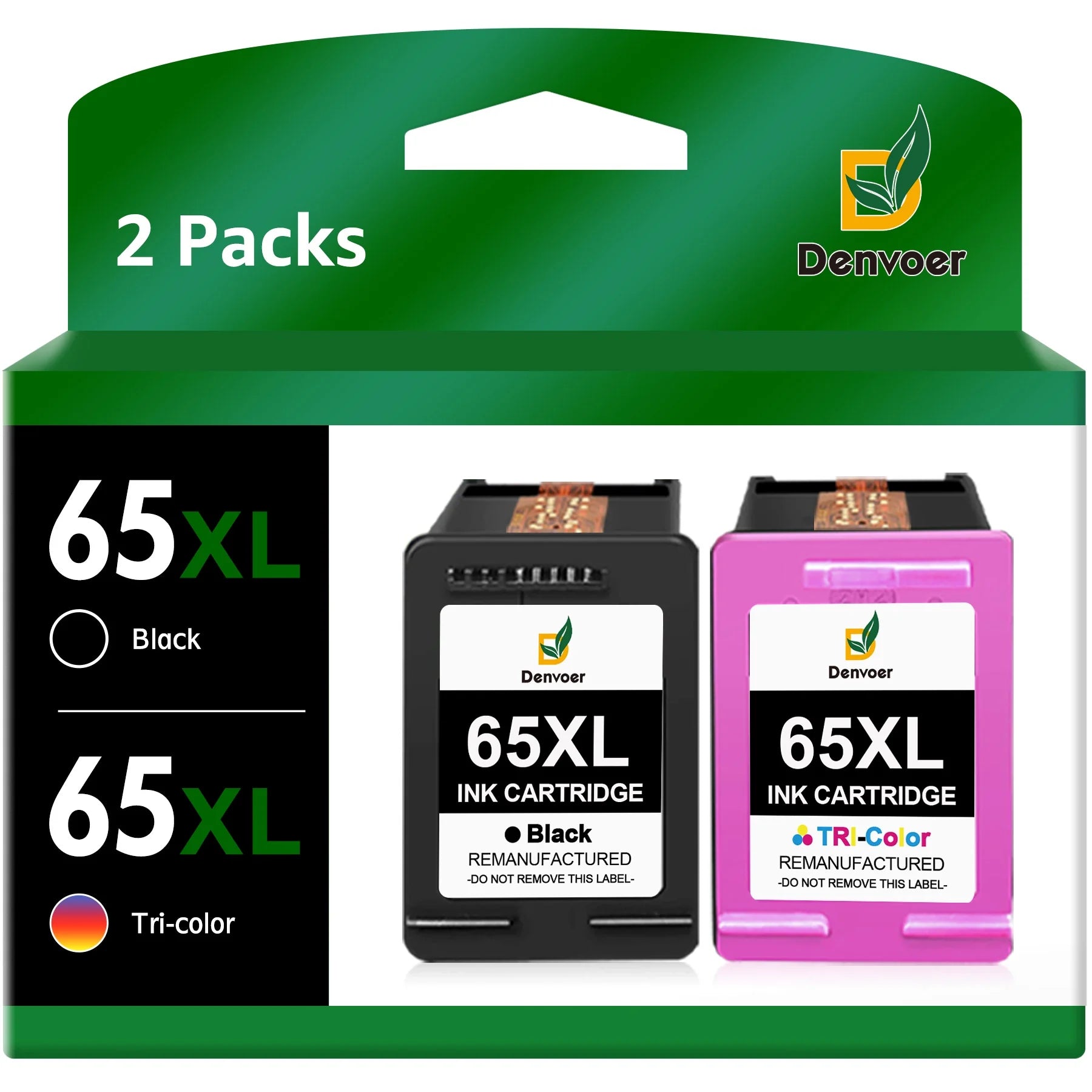 65xl Ink Cartridge for HP 65 Ink Cartridge HP 65 Printer Ink for HP AMP 100 120 Series for HP DeskJet 3755 2655 3720 3722 3723 3752 3758 2652 2624 for HP Envy 5055 5000 5070 5052 5014(1 Black,1 Color)
