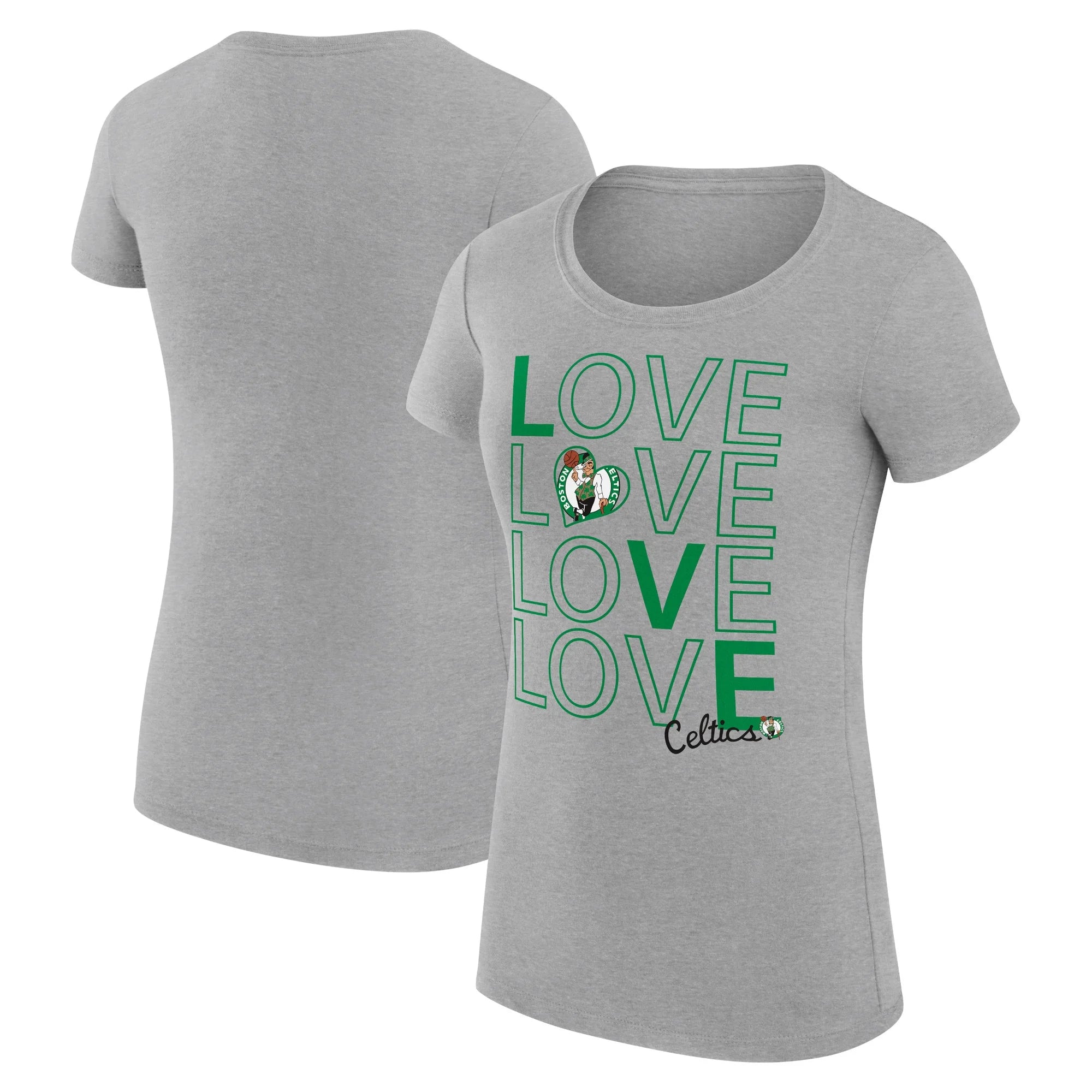 Women's G-III 4Her by Carl Banks Heather Gray Boston Celtics Basketball Love Fitted T-Shirt