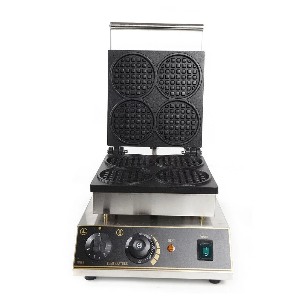 MIDUO Commercial Nonstick 110v 1750W Electric 4pcs Mini Round Waffle Maker