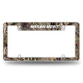 Boston NBA Celtics Chrome Metal License Plate Frame with Bold Mossy Oak Camouflaged Camo Design