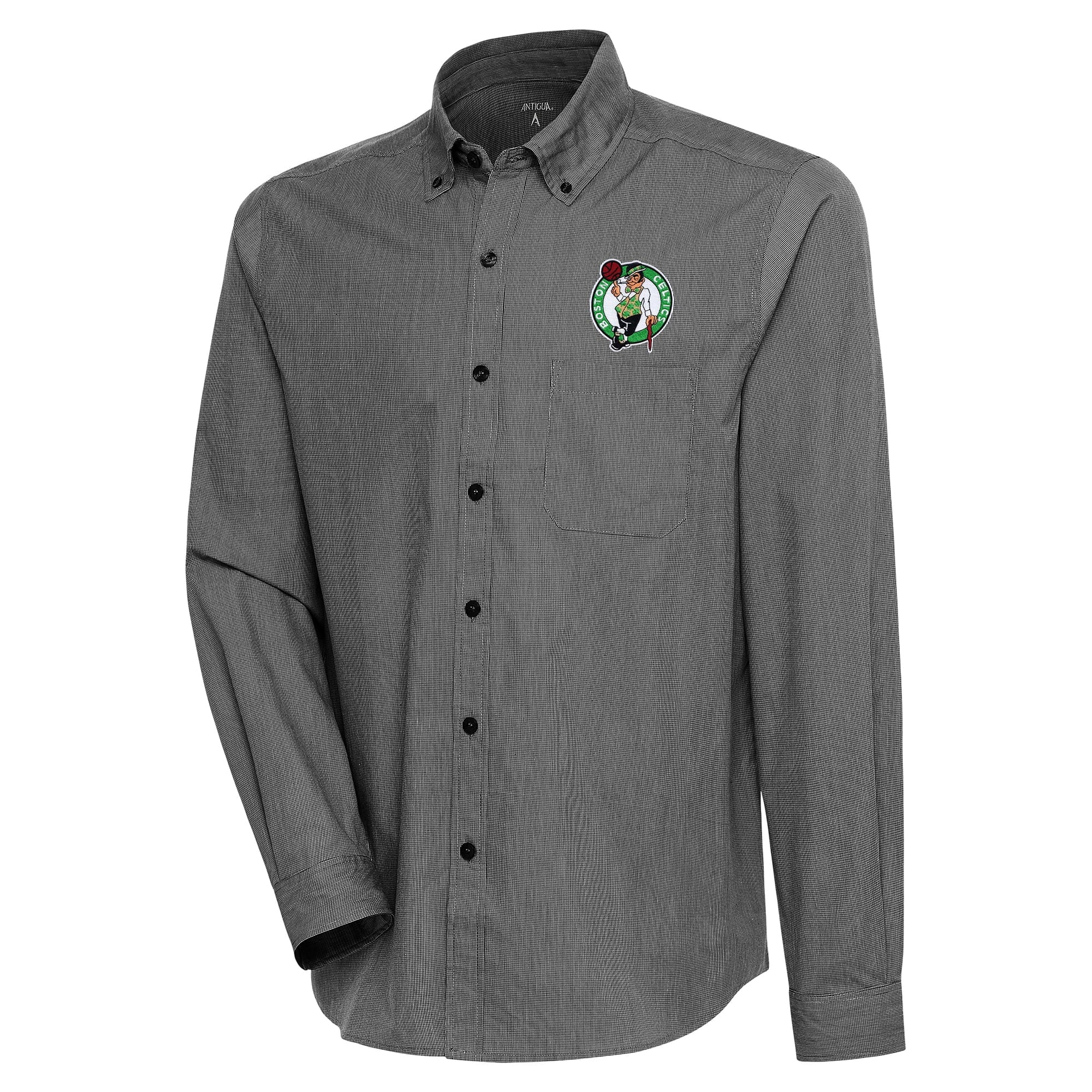 Men's Antigua  Black Boston Celtics Compression Button-Down Shirt