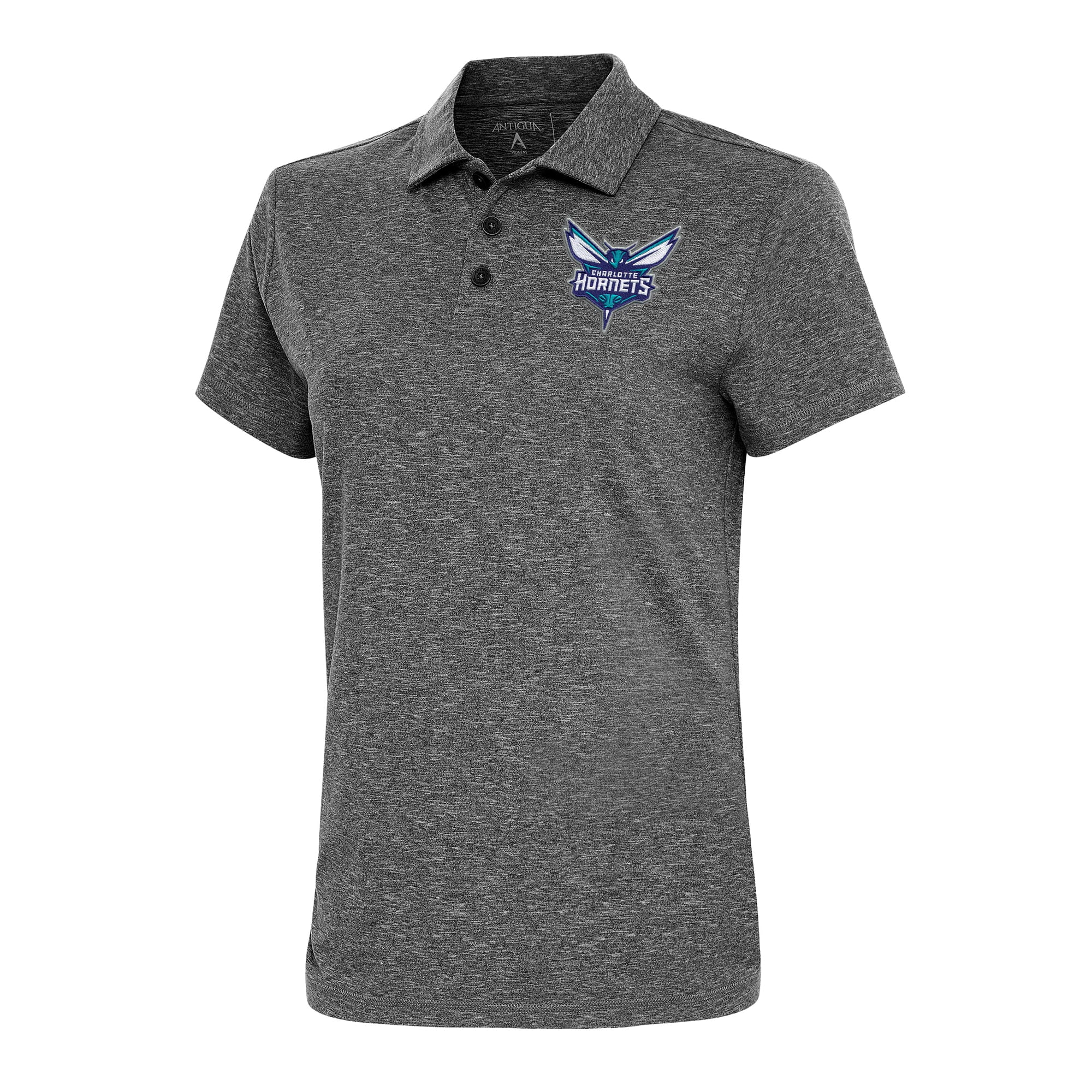 Women's Antigua  Heather Black Charlotte Hornets Motivated Polo